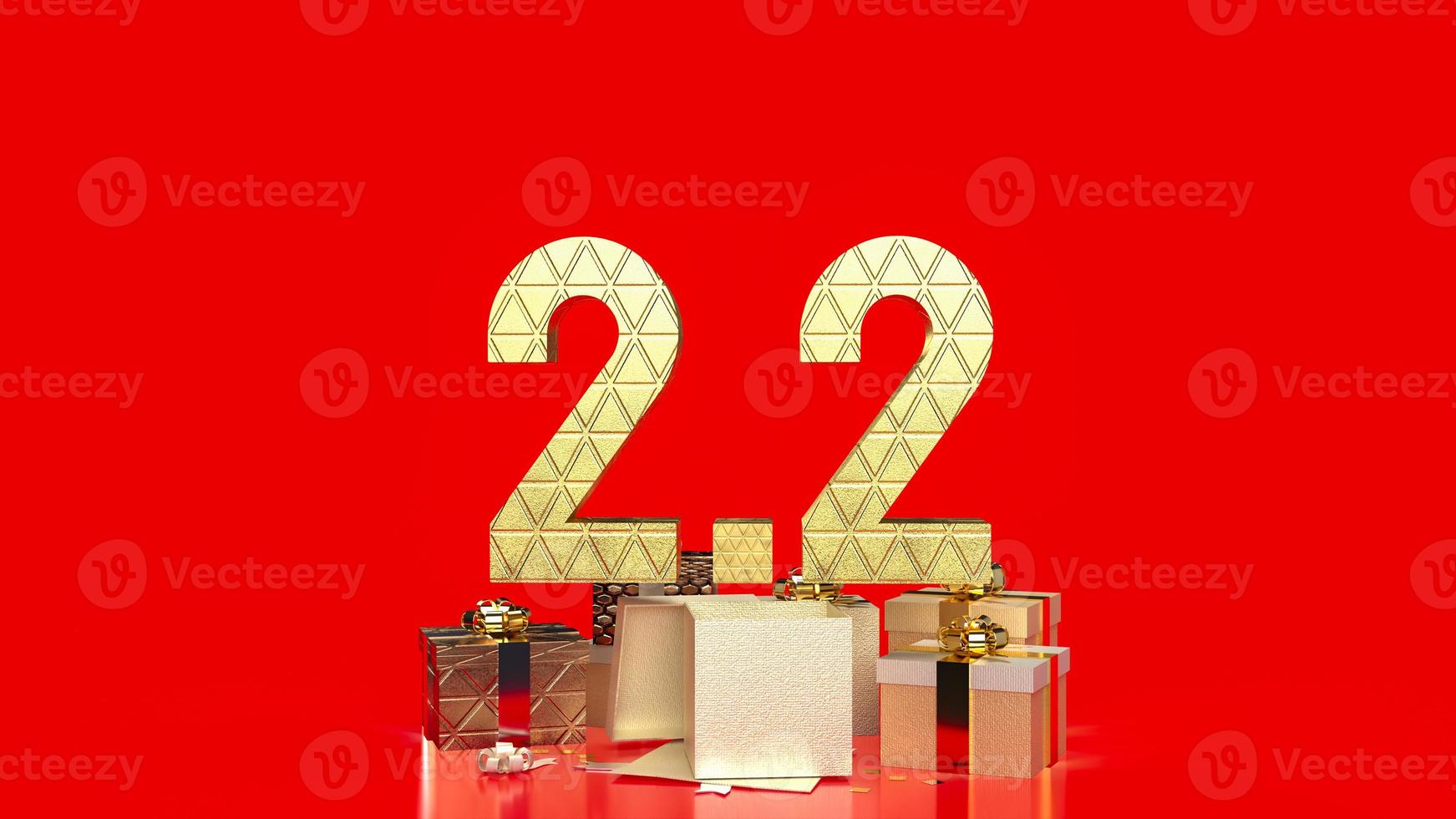 2.2 oro numero su rosso sfondo per promozione o vendita concetto 3d interpretazione foto