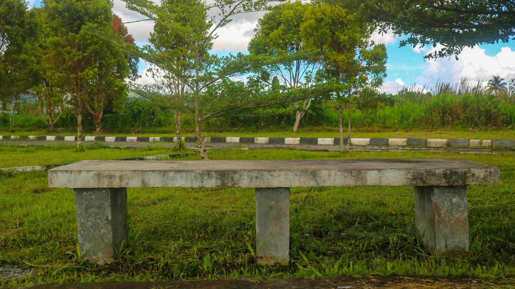 calcestruzzo posti a sedere nel un' bello giardino foto