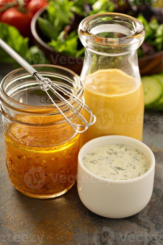 varietà di salse e insalata condimenti foto