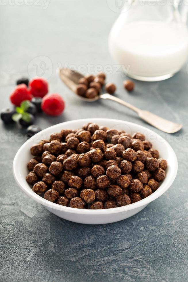 cioccolato cereali nel un' bianca ciotola foto