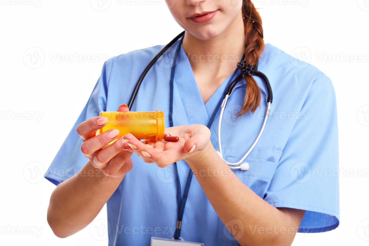donna medico isolato al di sopra di bianca sfondo foto