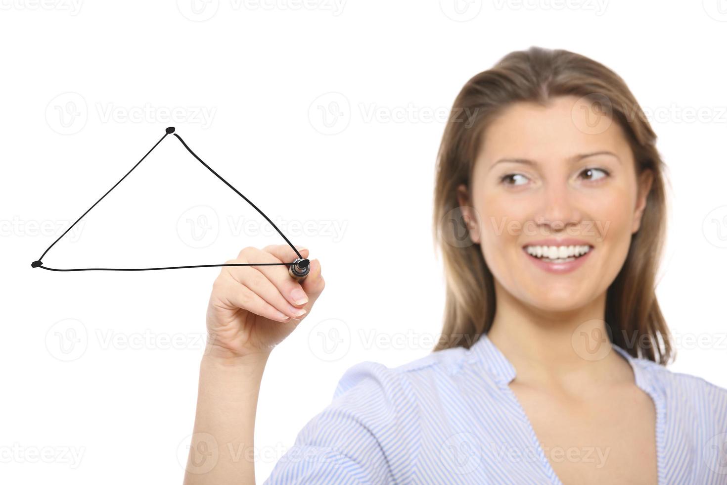 simpatico donna disegno un' triangolo foto
