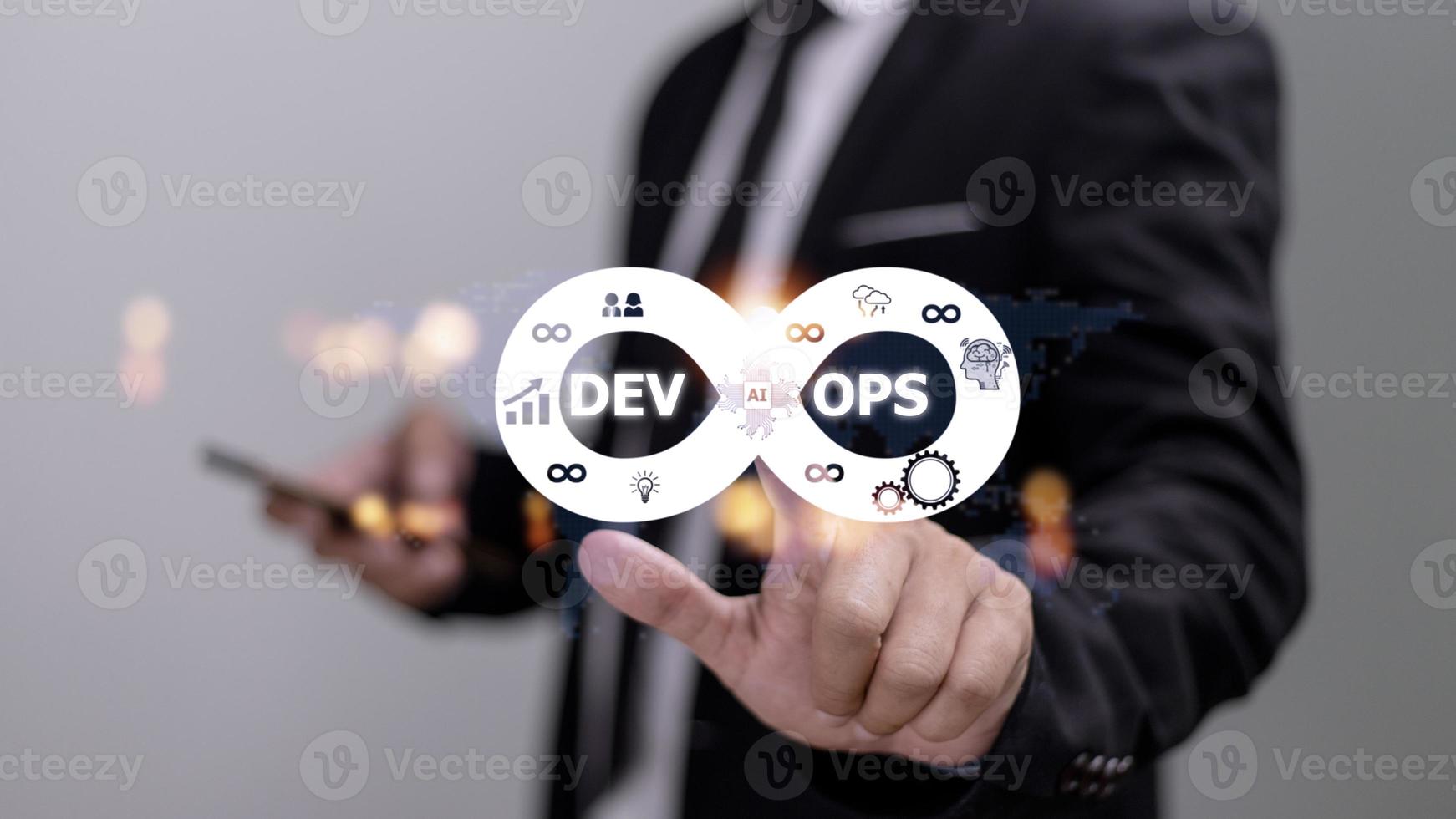 devops metodologia sviluppo operazioni agile programmazione tecnologia concetto. foto