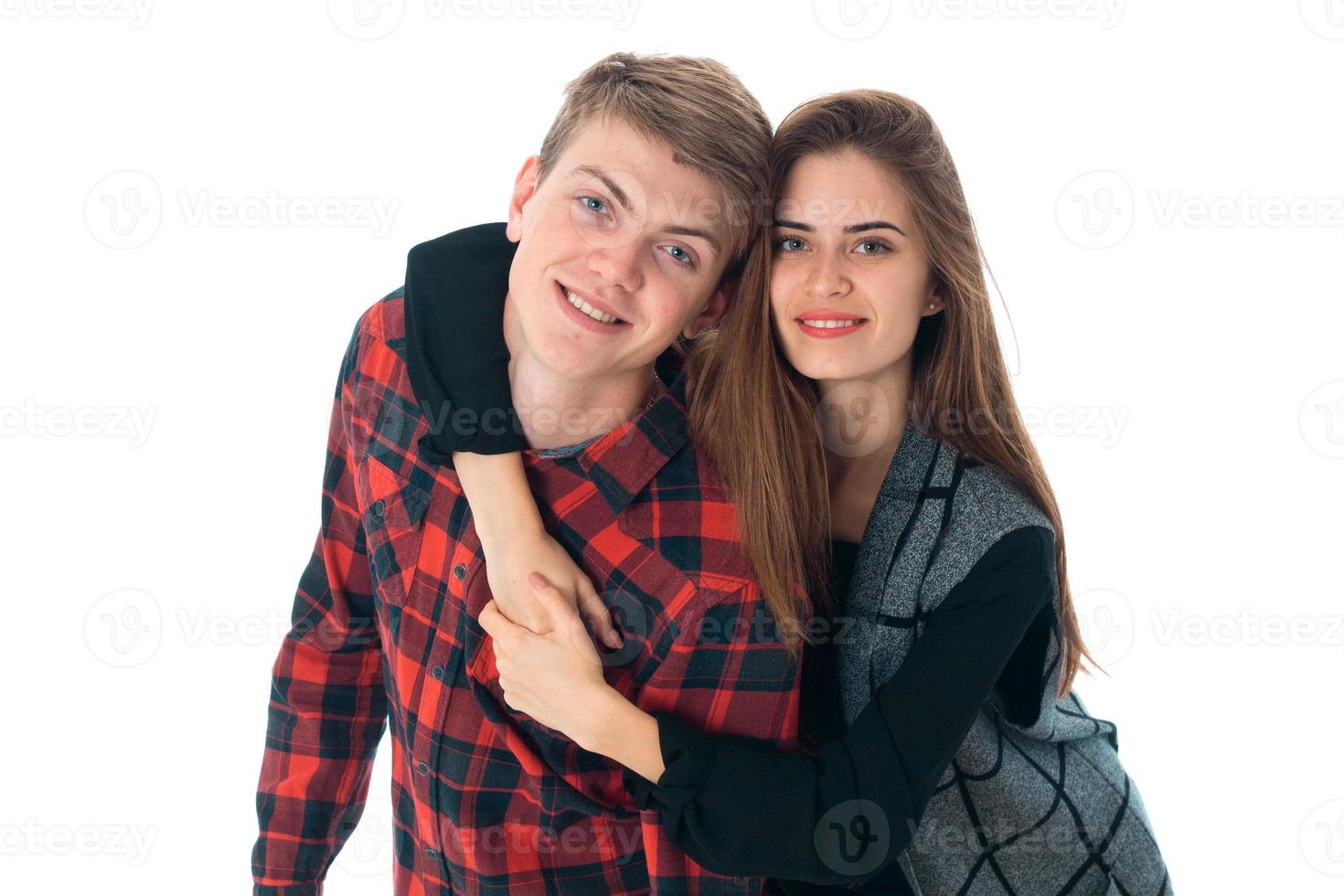 elegante coppia nel amore nel studio foto