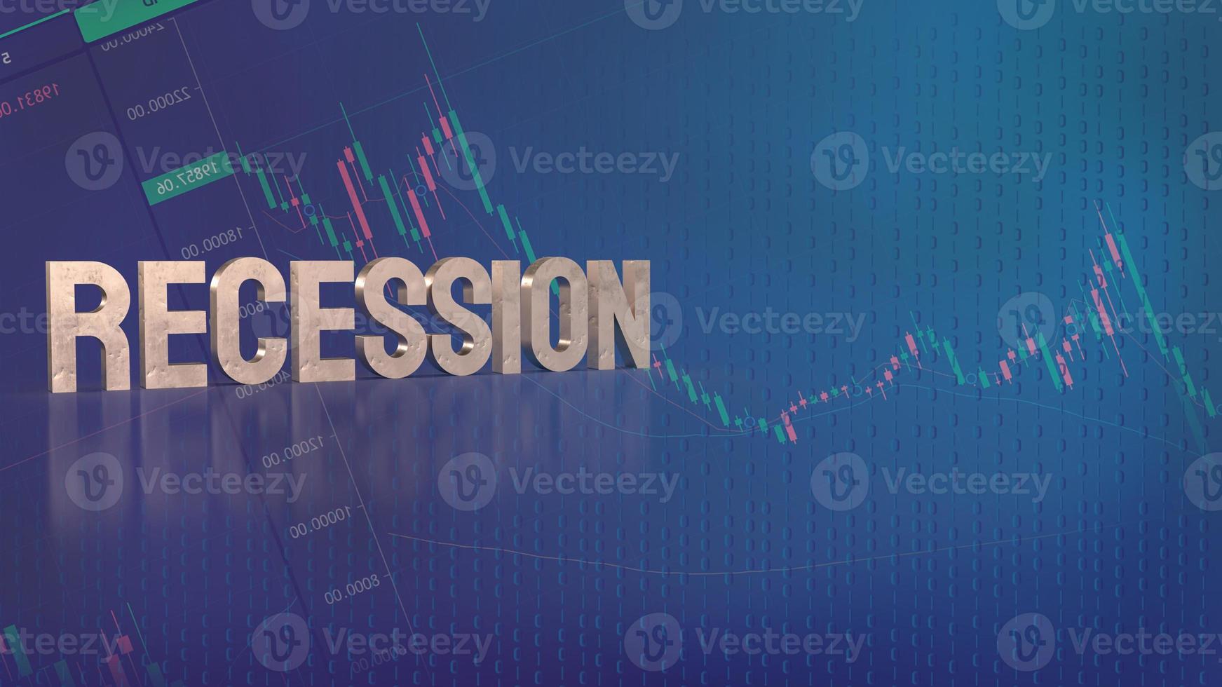 il recessione testo su grafico per attività commerciale concetto 3d interpretazione foto