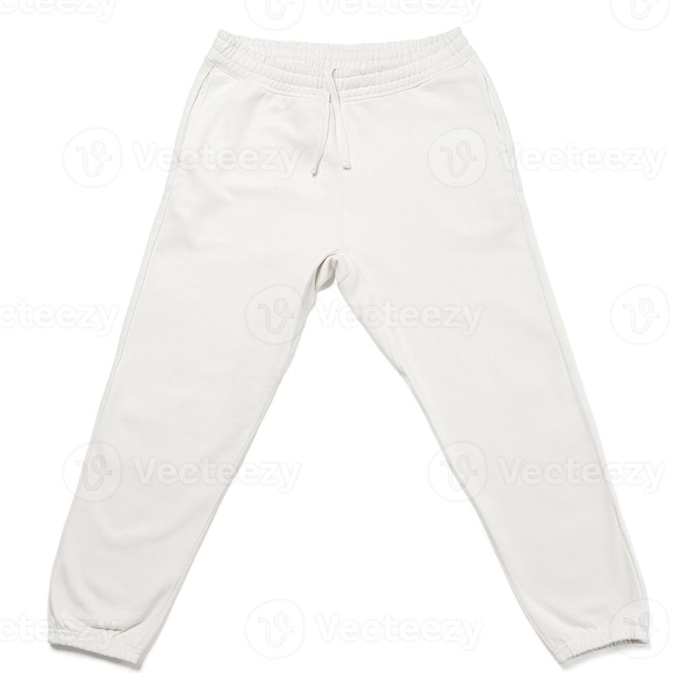 bianca pantaloni della tuta su bianca sfondo per design foto