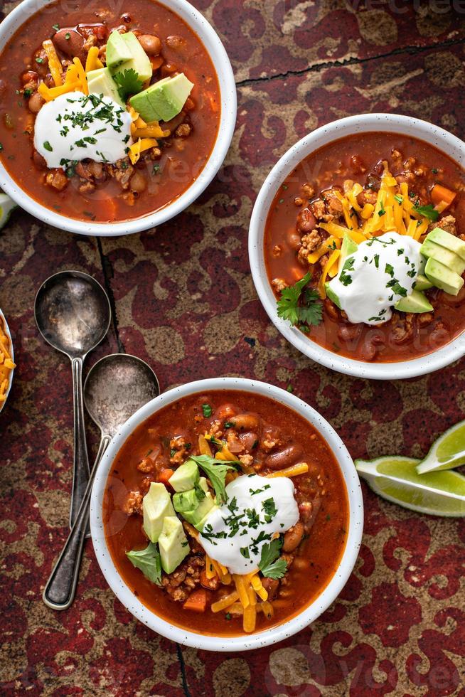 tradizionale chili la minestra con carne e rosso fagioli foto