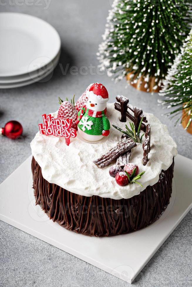 cioccolato Natale celebrazione torta con vacanza decorazioni foto