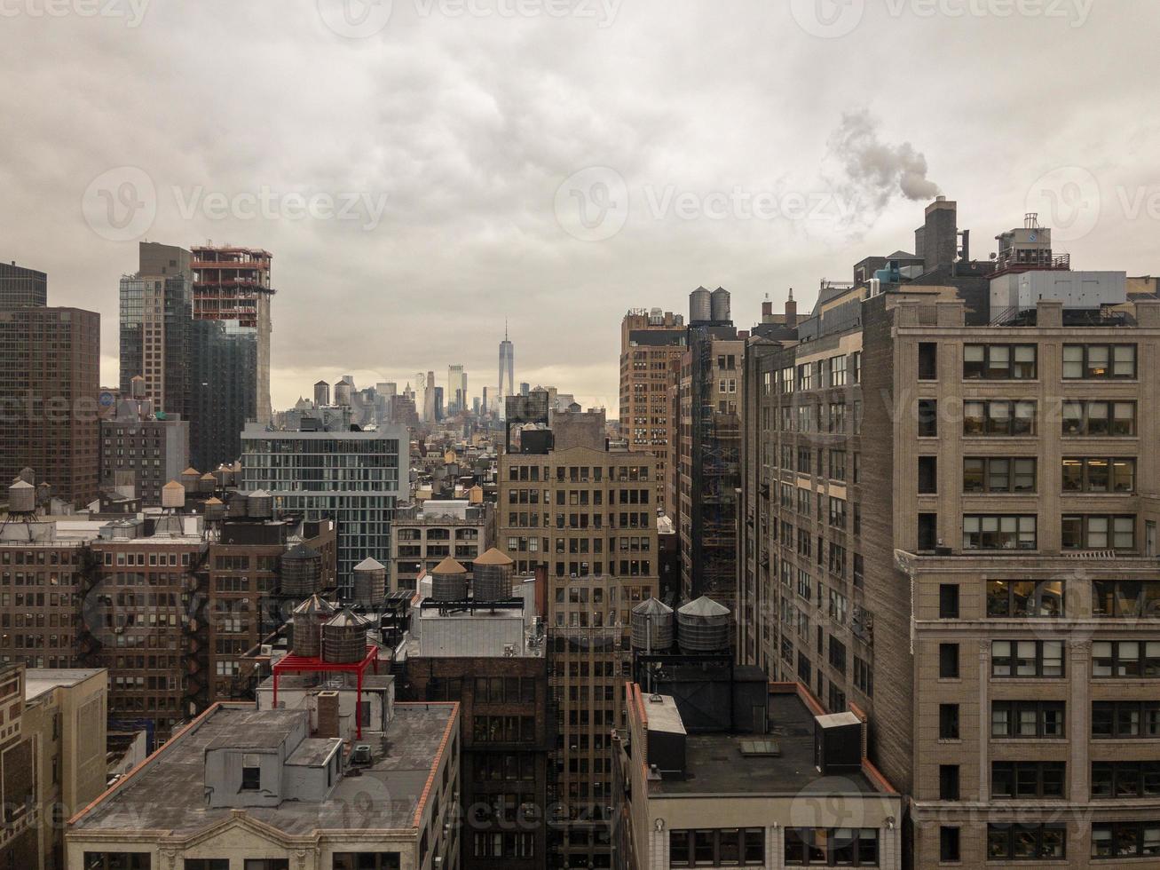 aereo Visualizza di centro Manhattan a partire dal midtown nel Manhattan, nuovo York città. foto