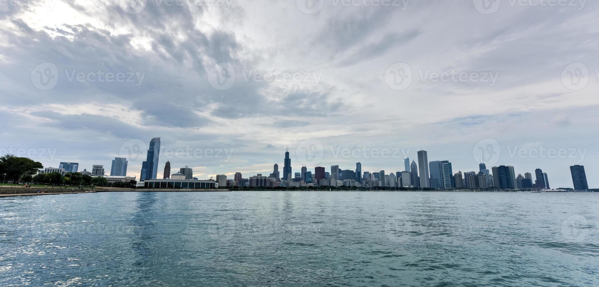 Chicago orizzonte prima tramonto foto