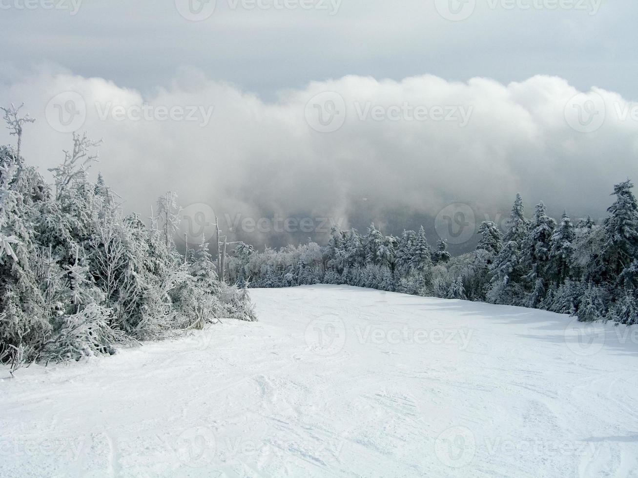 neve coperto sentieri nel un' inverno sciare ricorrere nel Vermont foto