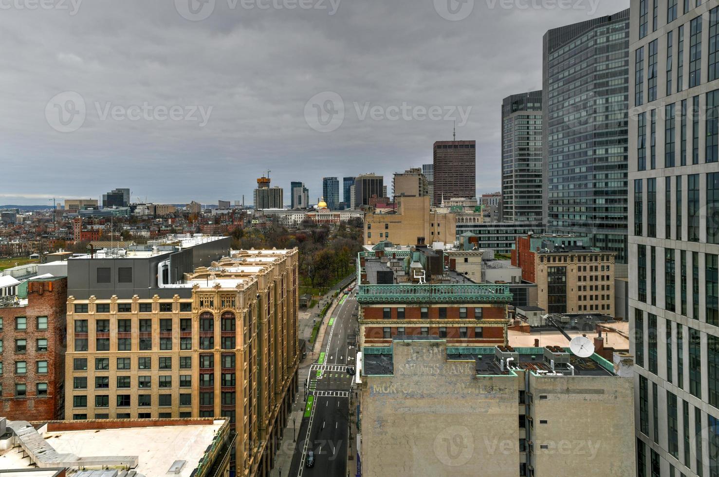 aereo Visualizza di il boston orizzonte a partire dal chinatown nel Massachusetts. foto