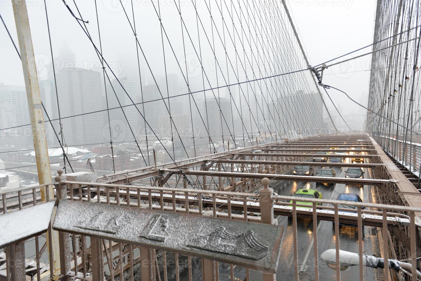 brooklyn ponte, tempesta di neve - nuovo York città foto