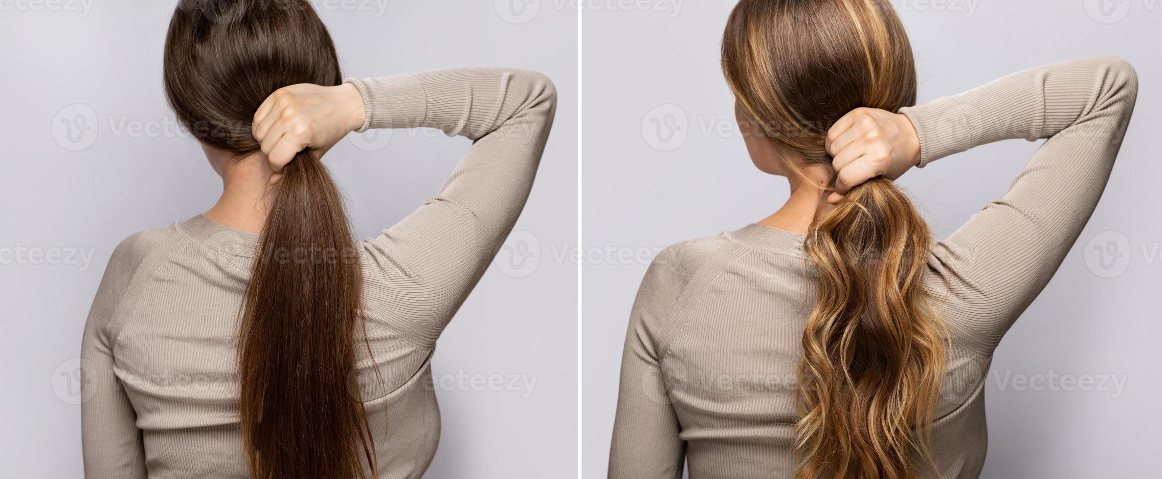 capelli dopo tintura e messa in piega nel un' professionale salone foto