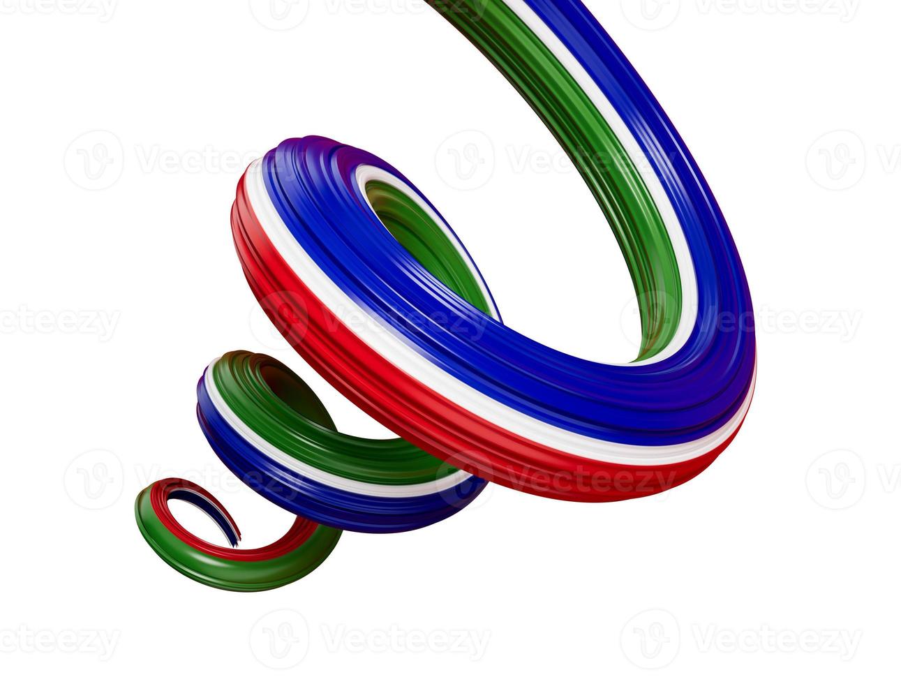 contorto Gambia bandiera nastro su bianca sfondo 3d illustrazione foto