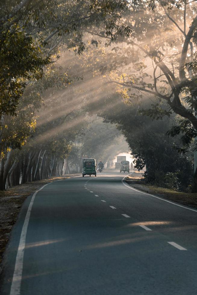 guida attraverso il nebbioso strada foto