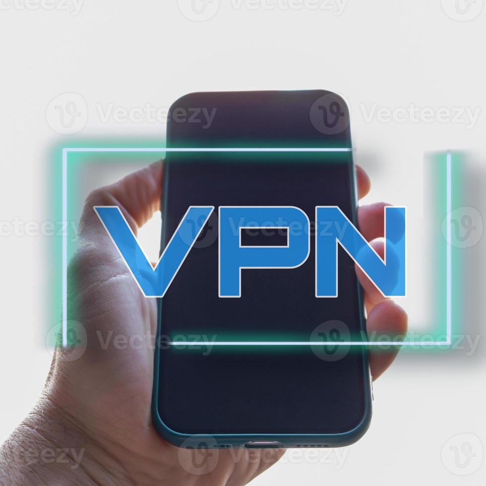 mano Tenere un' inteligente Telefono con vpn icona foto