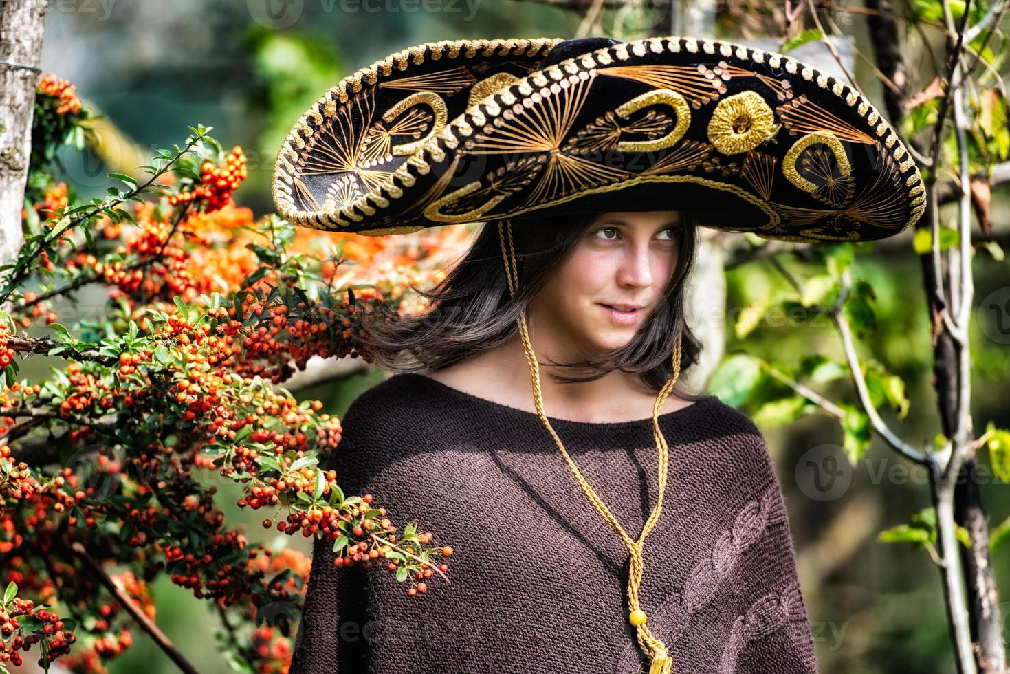 messicano ragazza con sombrero foto