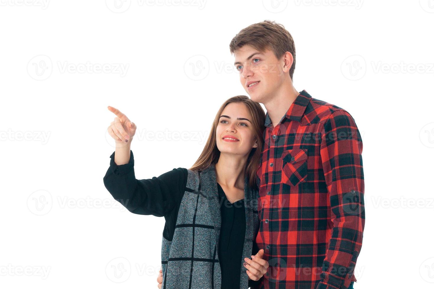 elegante coppia nel amore nel studio foto