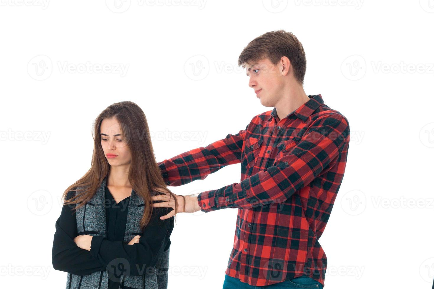 elegante coppia nel amore nel studio foto