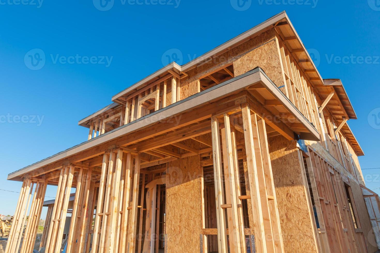 nuovo legna Casa inquadratura a costruzione luogo foto