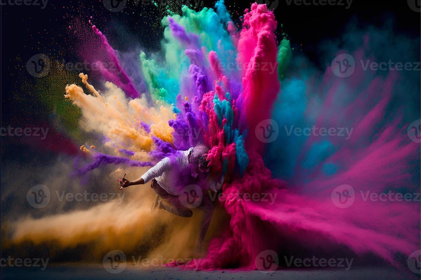 un' immagine di spruzzo di colore polvere nel un' holi Festival nel India foto