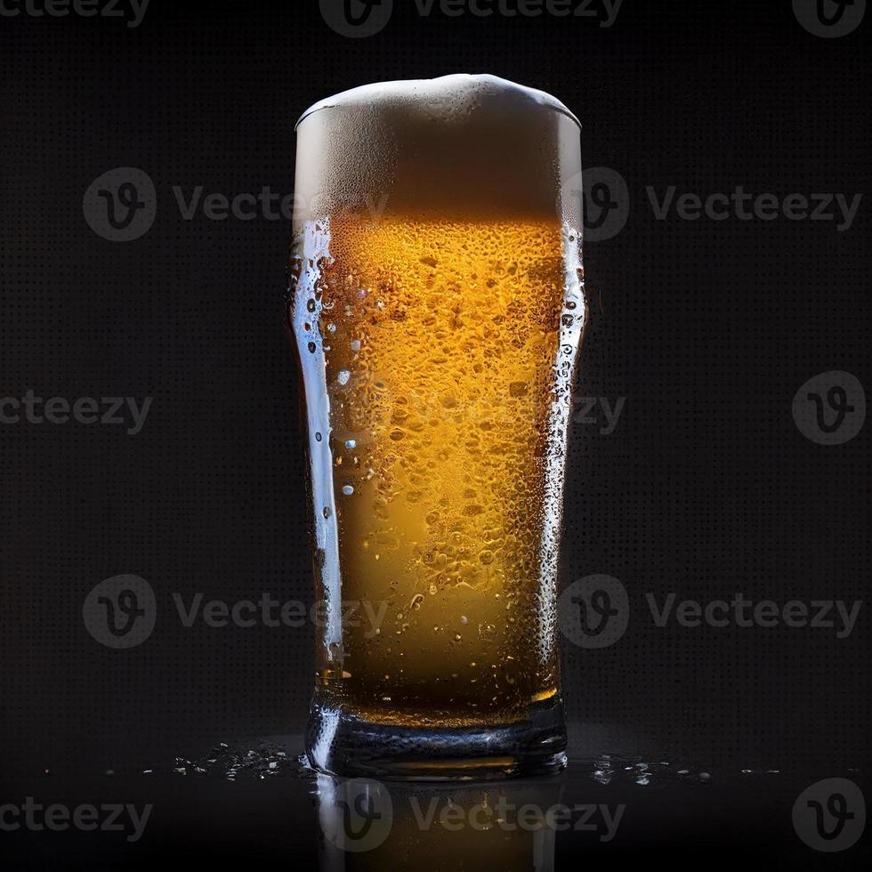 un' bicchiere di birra su nero sfondo foto