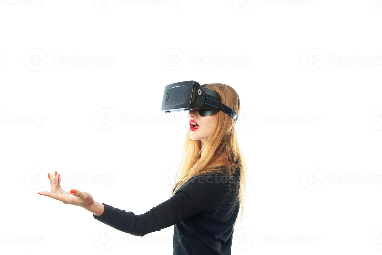 ragazza nel virtuale la realtà bicchieri foto