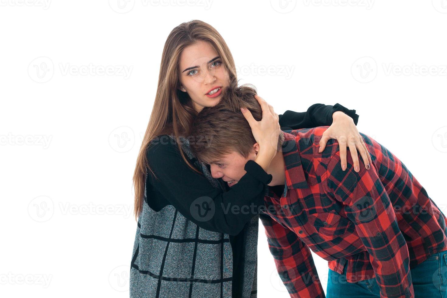 elegante coppia nel amore nel studio foto