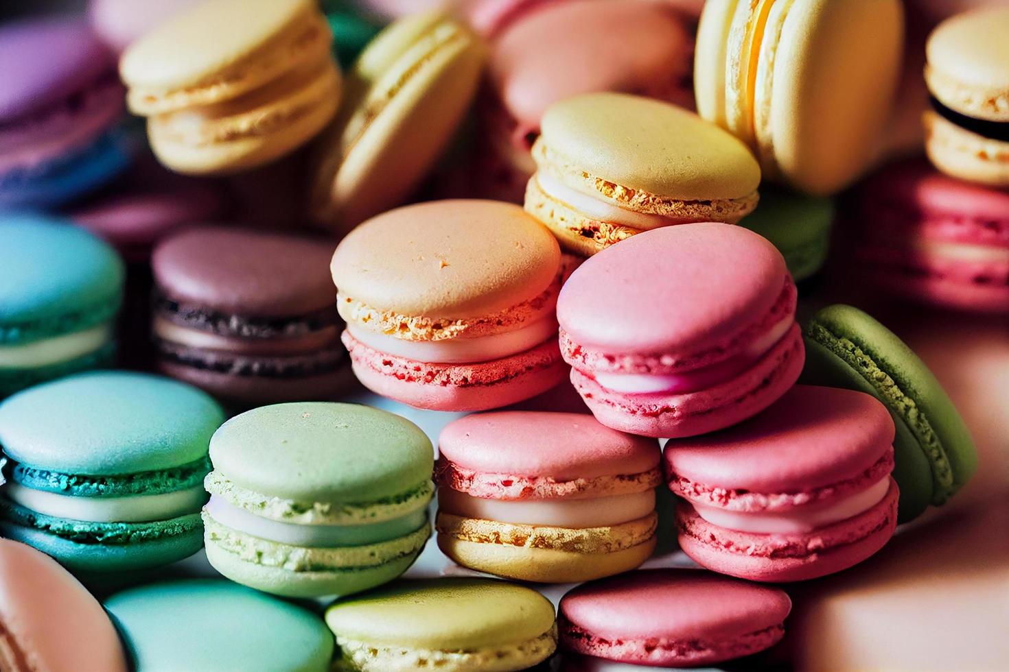 caduta pila di macarons , morbido e naturale colore foto