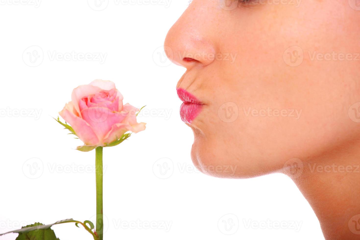 donna con rosa foto