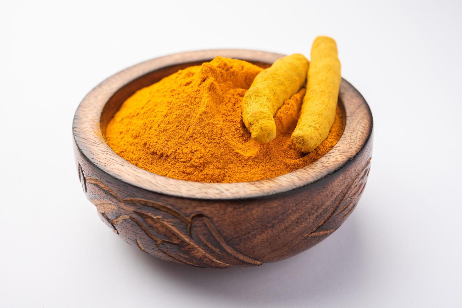 Curcuma polvere Usato per cucinando nel indiano foto