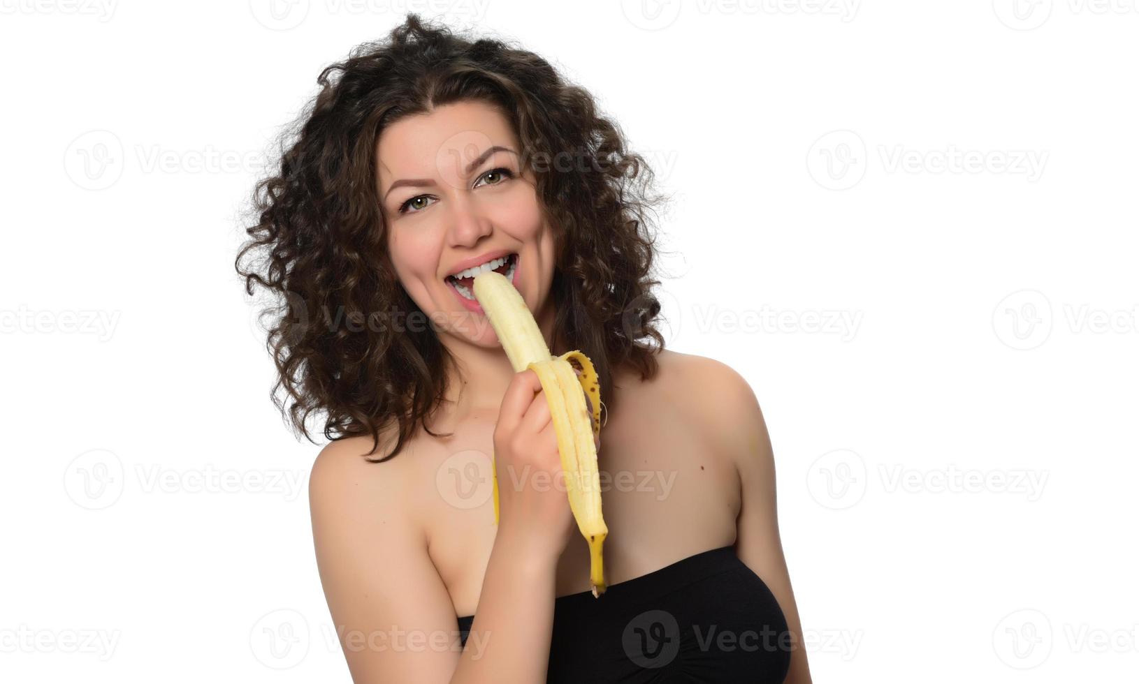 giovane donna mangiare Banana. foto