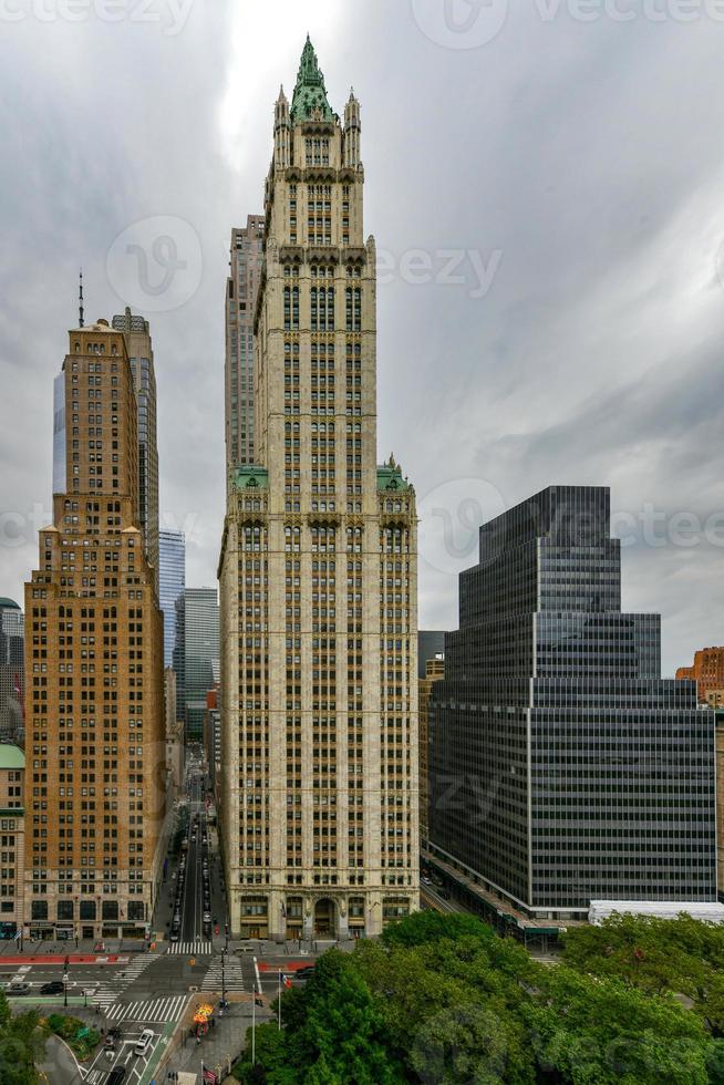 nuovo York città - giugno 13, 2021 - panoramico aereo Visualizza di il grattacieli di inferiore Manhattan nel nuovo York città. foto