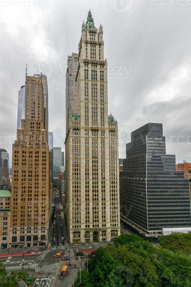 nuovo York città - giugno 13, 2021 - panoramico aereo Visualizza di il grattacieli di inferiore Manhattan nel nuovo York città. foto