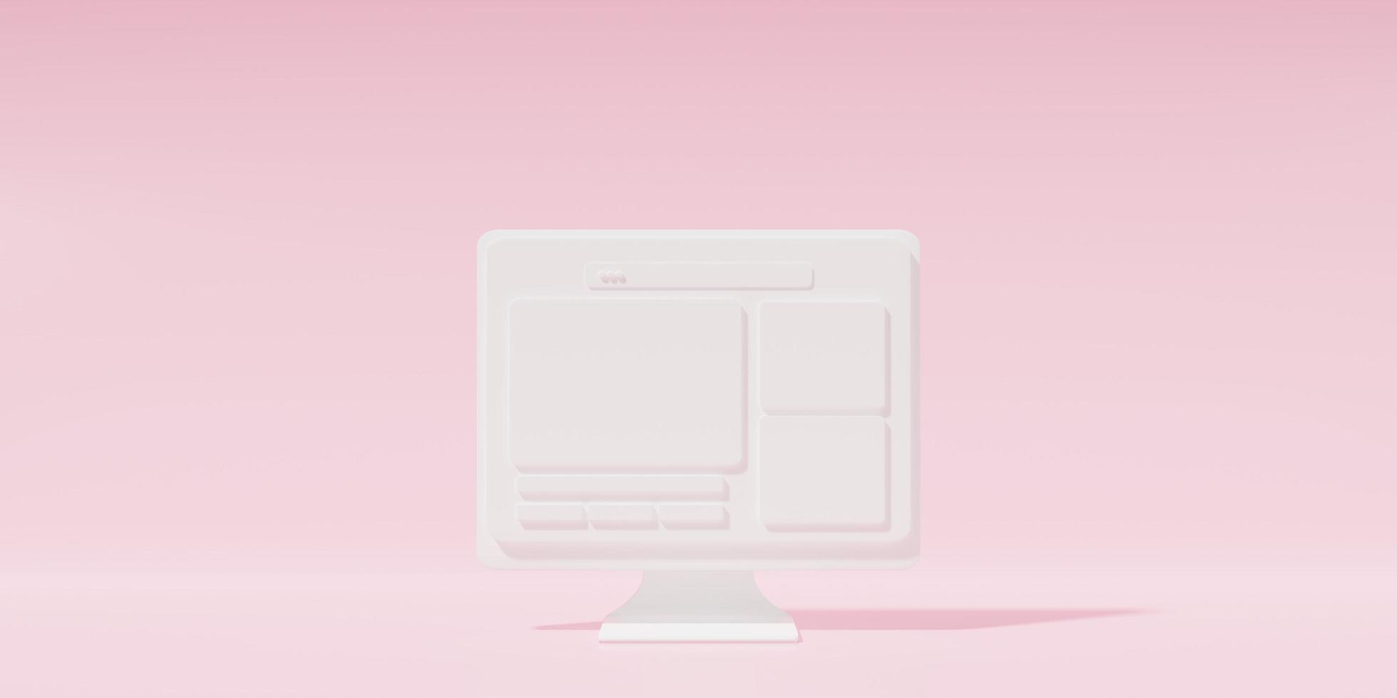 3d minimo del desktop con rosa sfondo su 3d interpretazione foto