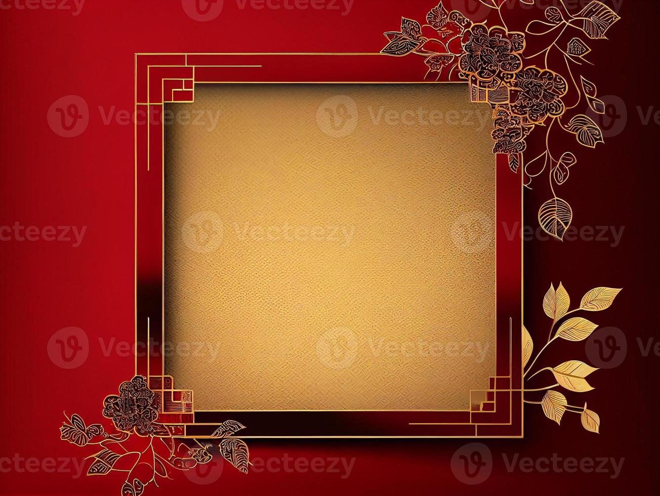 Cinese lusso telaio sfondo rosso e oro colore con asiatico elementi per decorato con copia spazio, contento Cinese nuovo anno concetto foto