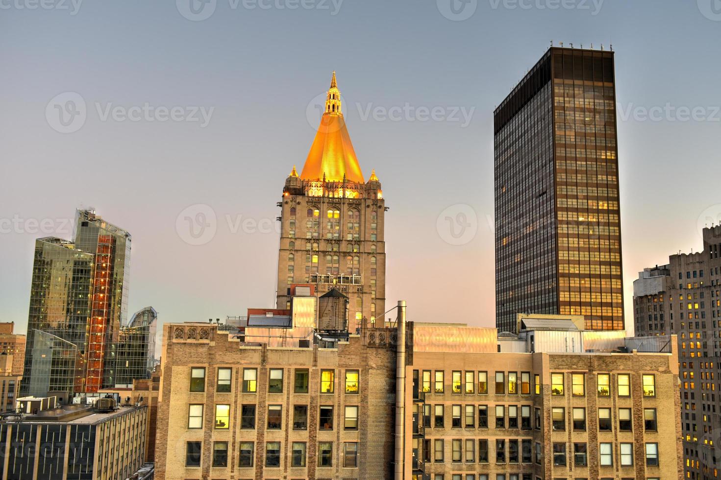 nuovo York città orizzonte a tramonto foto