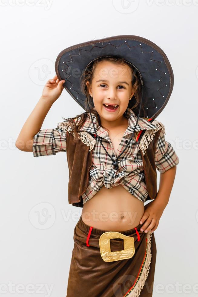 bellissimo poco ragazza nel cowboy cappello foto