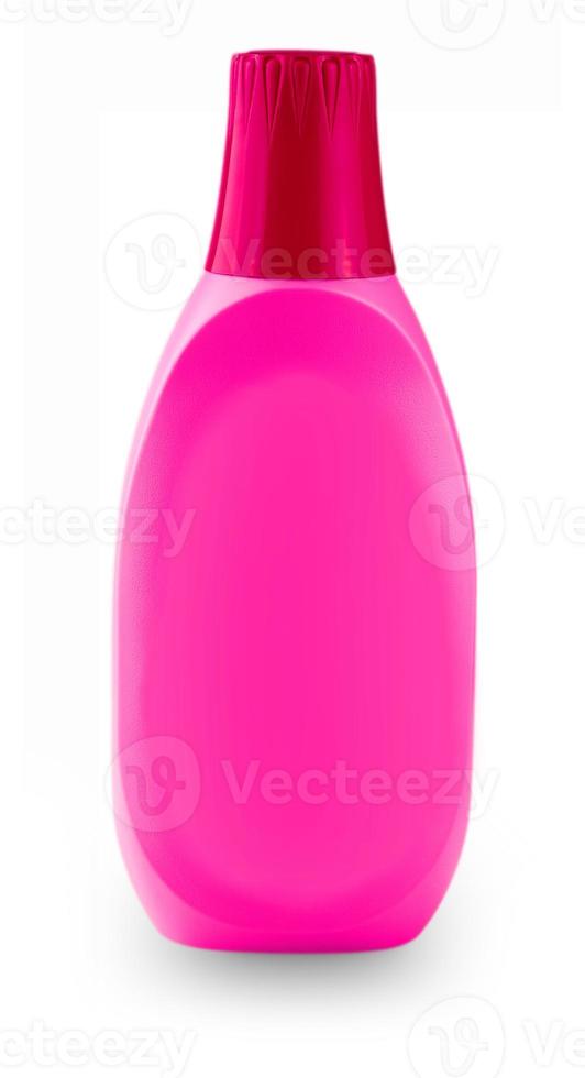 rosso plastica bottiglia con domestico sostanze chimiche su un' bianca sfondo. foto