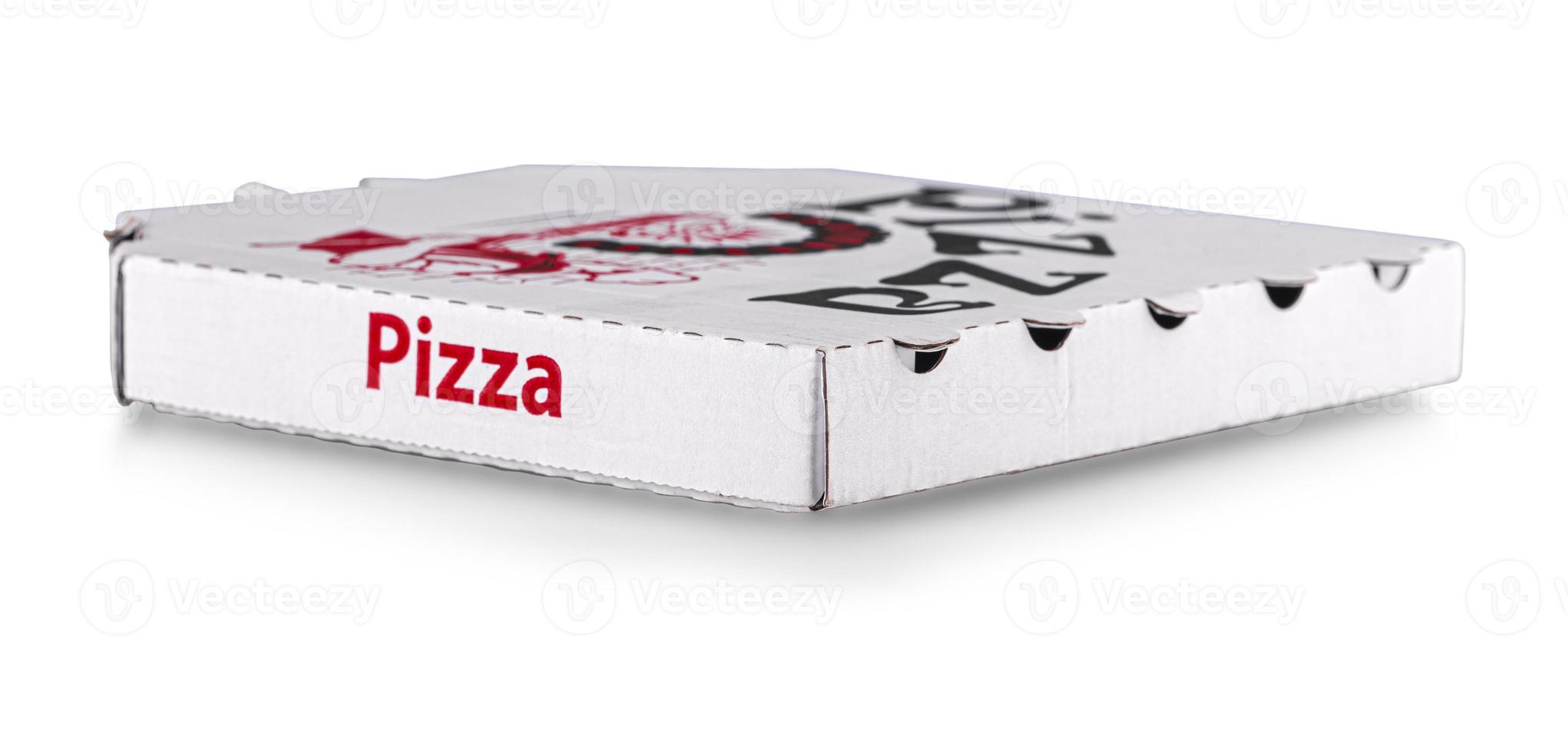bianca Pizza consegna scatola isolato su bianca sfondo foto