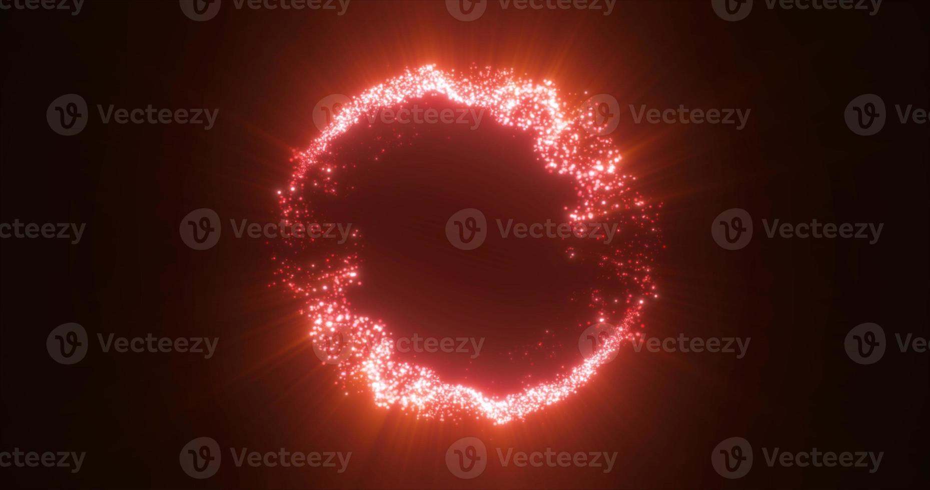 astratto raggiante loop cerchio fatto di rosso Linee di magico energia particelle. astratto sfondo foto