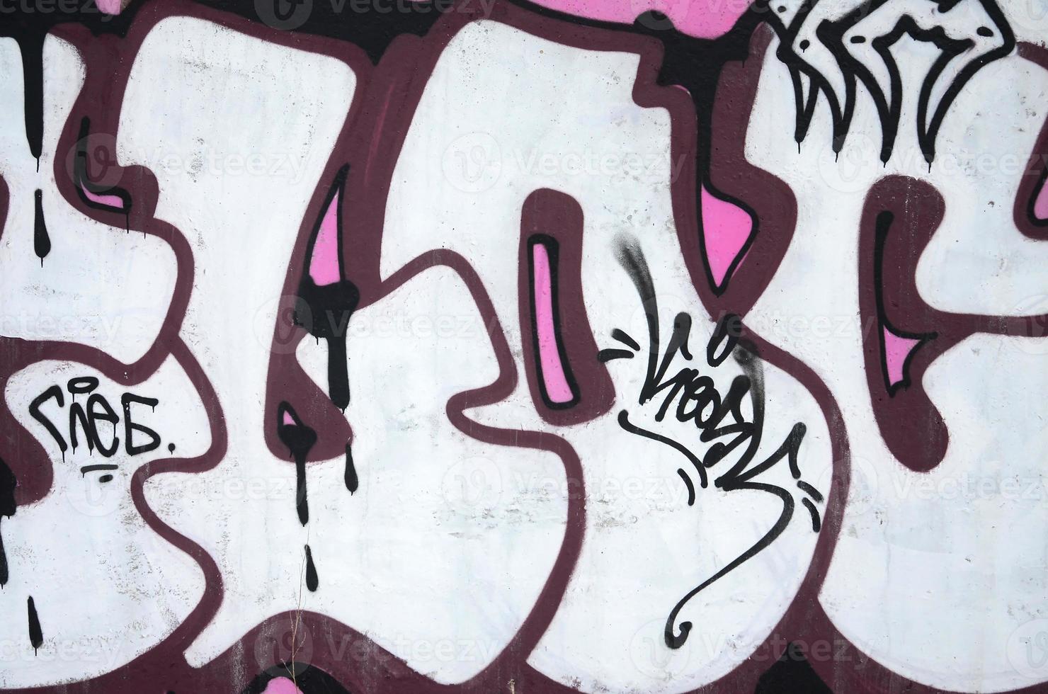 frammento di colorato strada arte graffiti dipinti con contorni e ombreggiatura vicino su foto