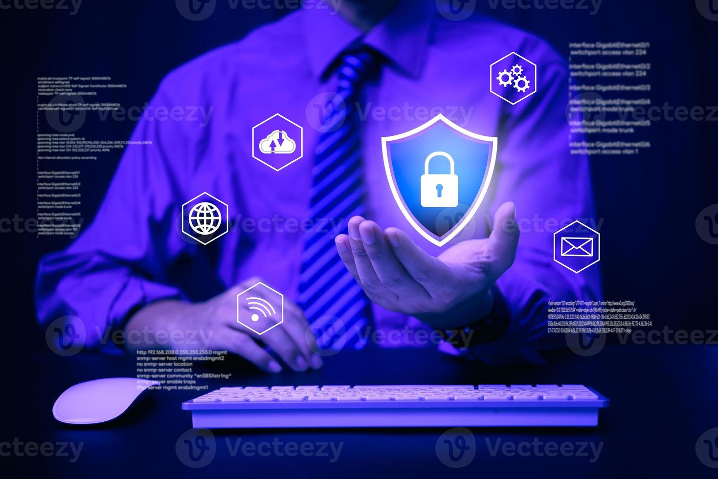 sicurezza informatica concetto, utente vita privata sicurezza e crittografia, sicuro Internet accesso futuro tecnologia foto