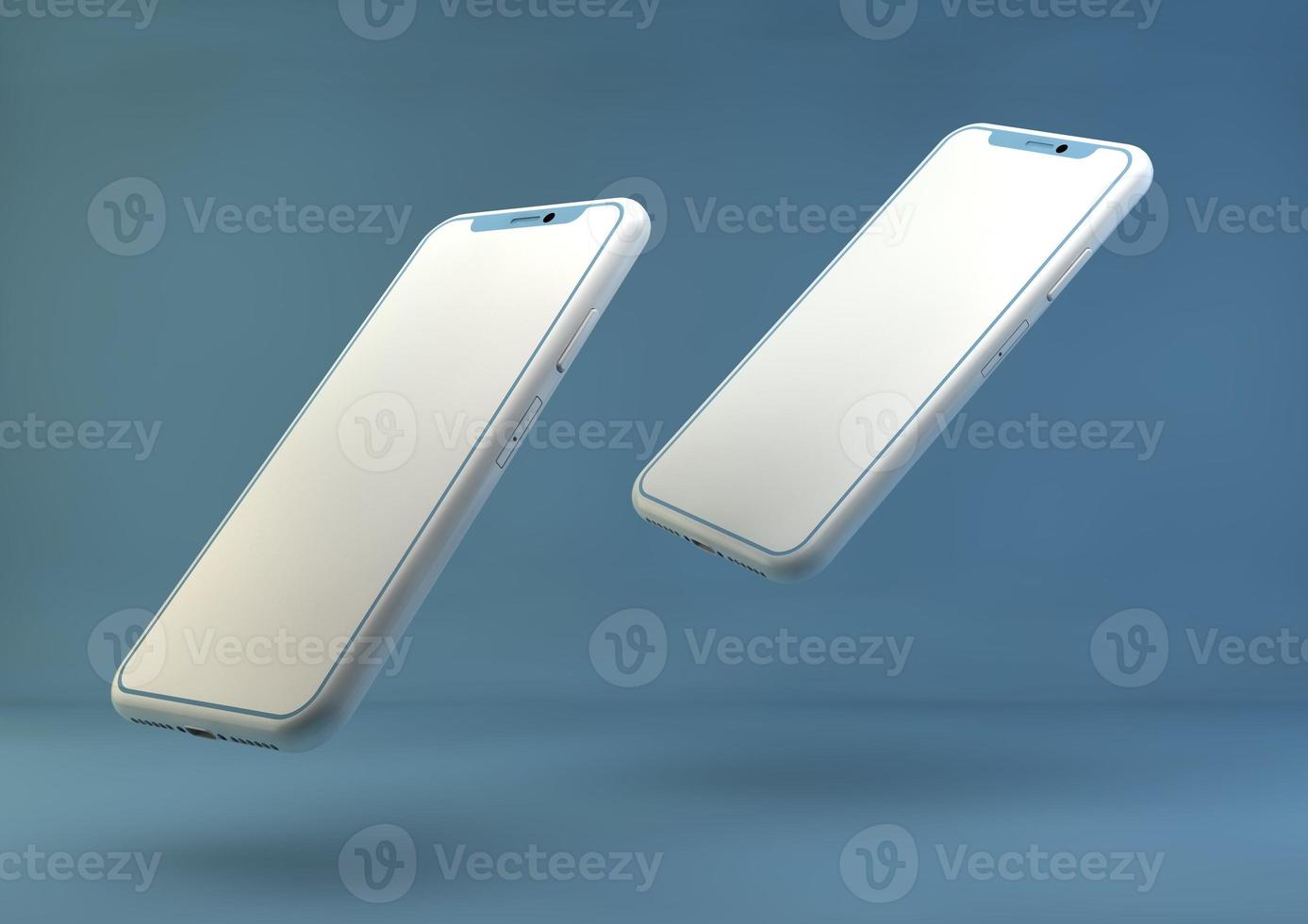 smartphone frameless modello. 3d rendere di marca nuovo i phone nel argento colore - modello con vuoto schermo per applicazione presentazione. foto