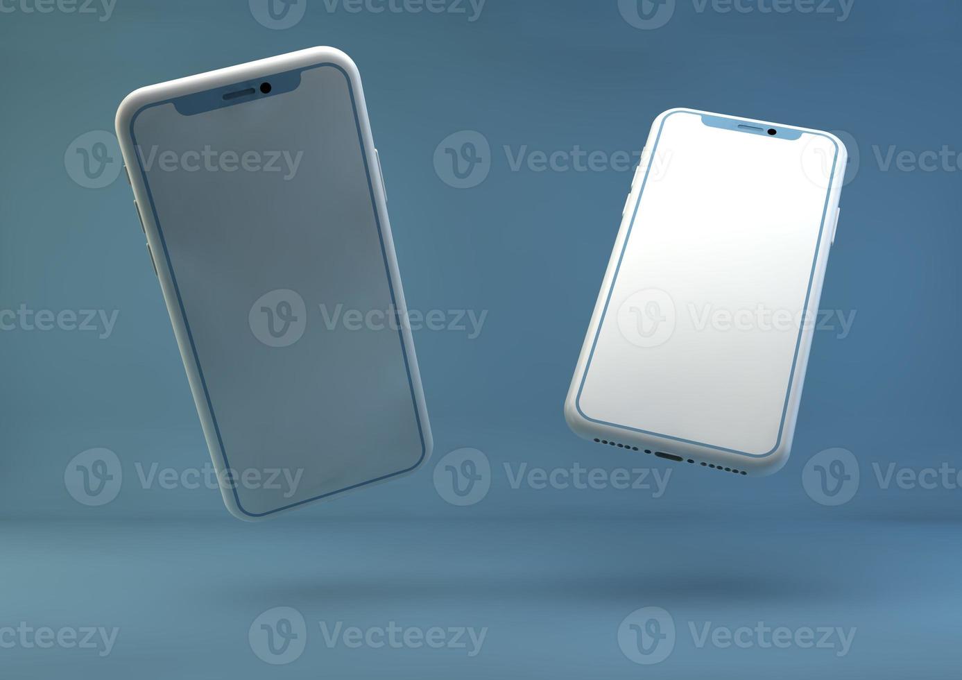 smartphone frameless modello. 3d rendere di marca nuovo i phone nel argento colore - modello con vuoto schermo per applicazione presentazione. foto