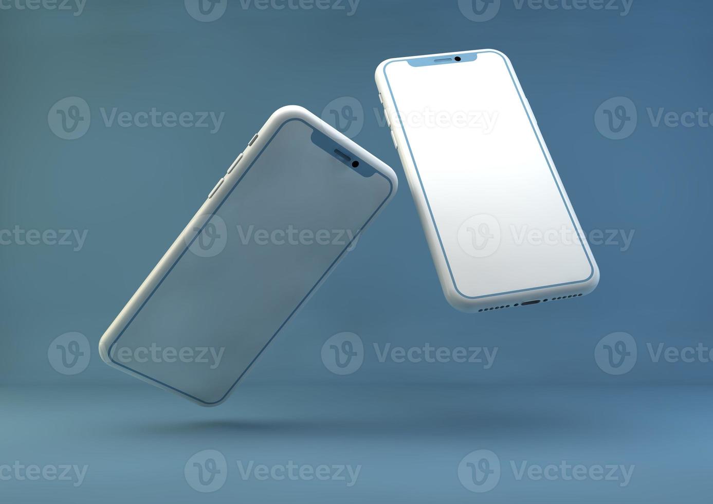 smartphone frameless modello. 3d rendere di marca nuovo i phone nel argento colore - modello con vuoto schermo per applicazione presentazione. foto