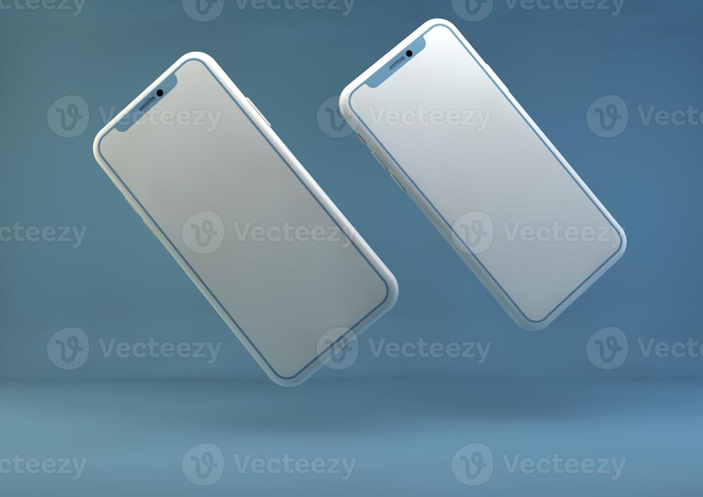 smartphone frameless modello. 3d rendere di marca nuovo i phone nel argento colore - modello con vuoto schermo per applicazione presentazione. foto