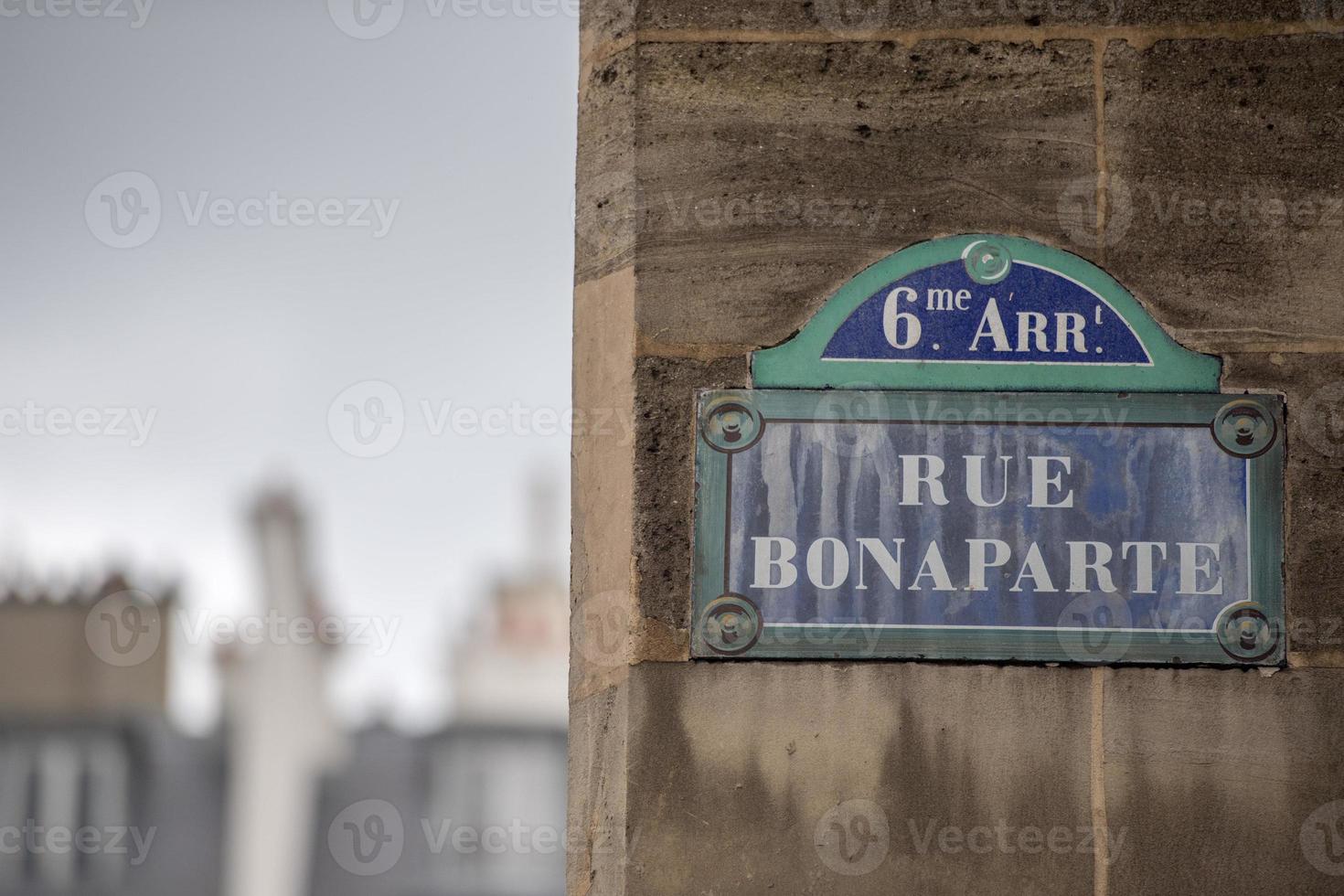 bonaparte strada cartello nel Parigi foto