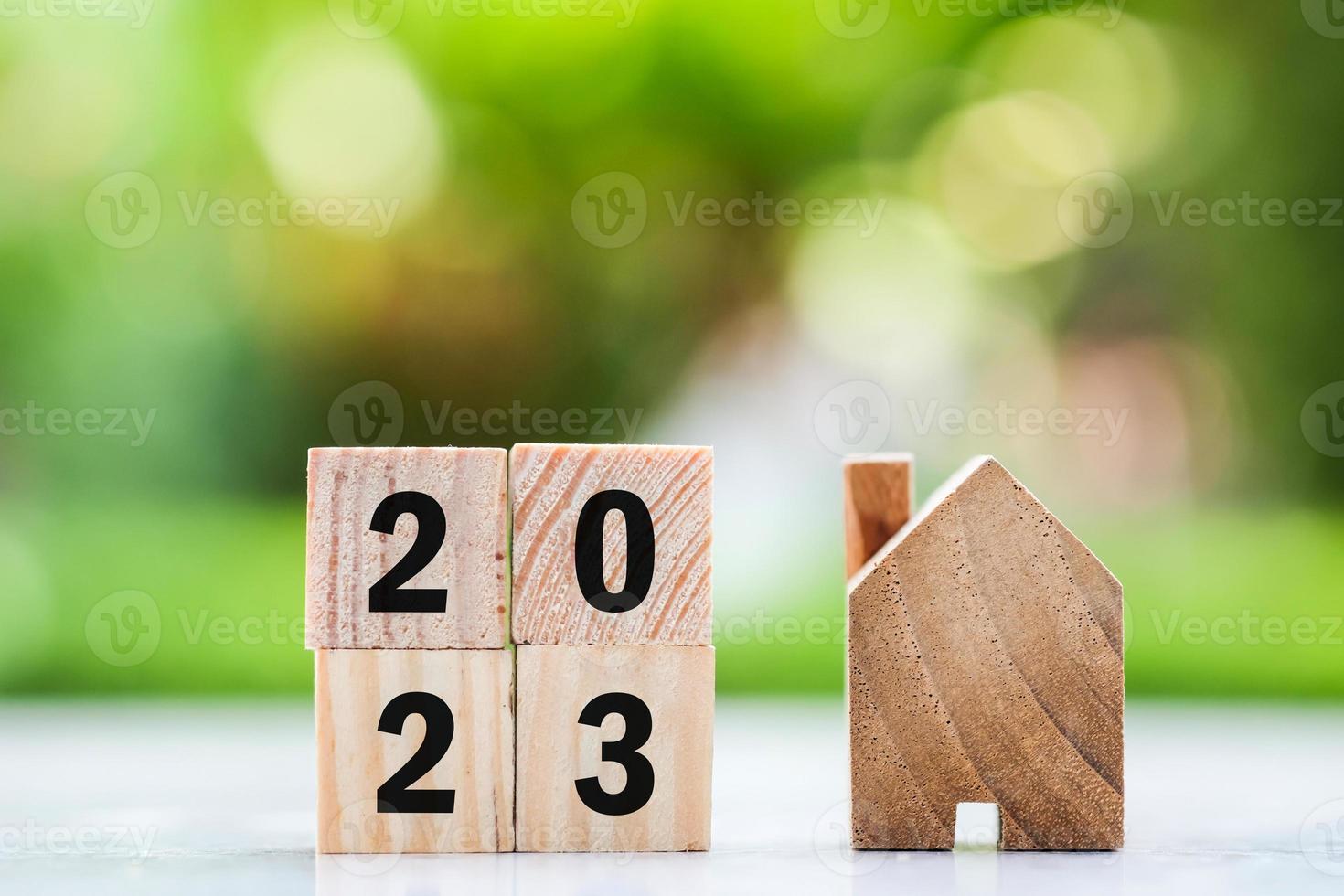 vero proprietà, proprietà investimento e risorsa gestione, attività commerciale e finanziario concetto, casa prestito, mutuo, vendita prezzo e casa imposta. Casa modello e 2023 di legno blocchi numero. foto